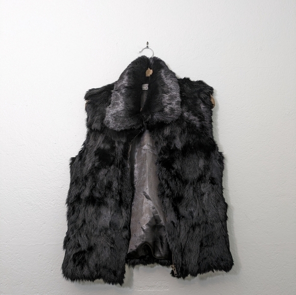 Surell black rabbit fur vest - Picture 1 of 5